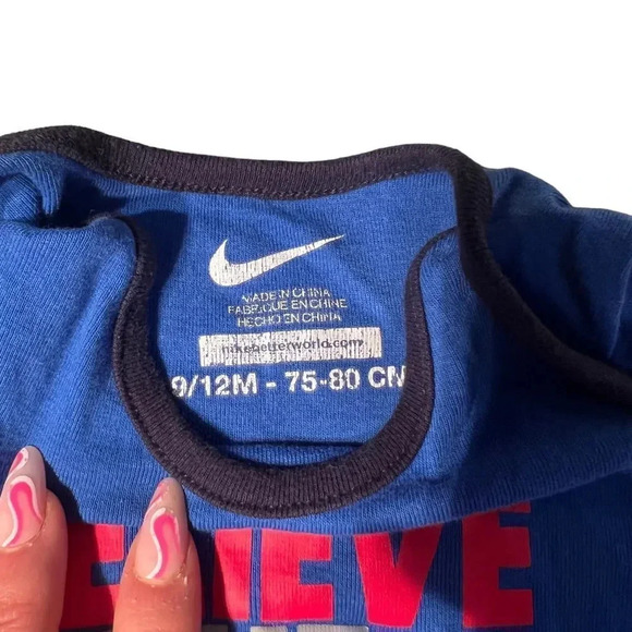 NIKE “Believe the Hype”‎ Baby 6/9M Blue Onesie - Picture 2 of 3